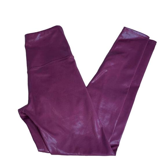 UNBRANDED Metallic Hot‎ Pink Leggings High Rise Small Full Length - Picture 1 of 4